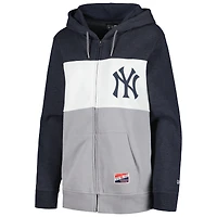 Veste à capuche entièrement zippée New Era York Yankees pour femme bleu marine