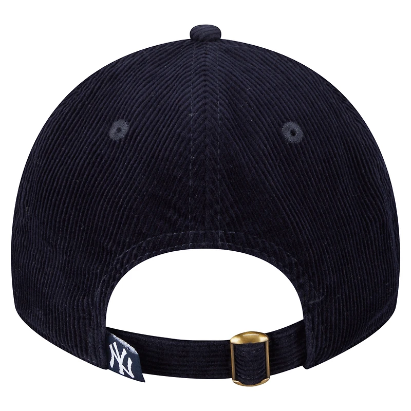 Casquette ajustable New Era 9TWENTY en velours côtelé bleu marine New York Yankees pour femme
