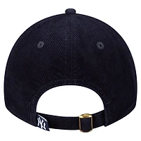 Casquette ajustable New Era 9TWENTY en velours côtelé bleu marine New York Yankees pour femme