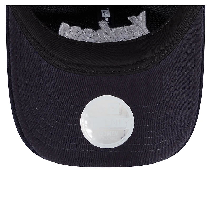 Casquette ajustable New Era 9TWENTY en velours côtelé bleu marine New York Yankees pour femme
