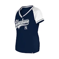 Women's New Era Navy York Yankees Gameday Raglan V-Neck T-Shirt
