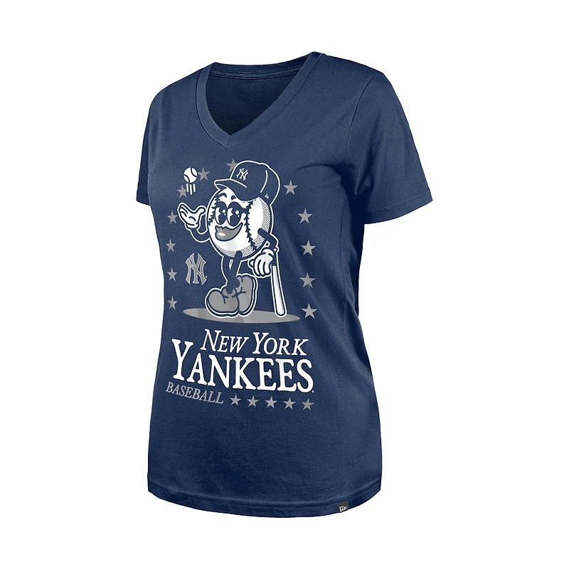 Women's New Era Navy York Yankees Little Miss 2 V-Neck T-Shirt