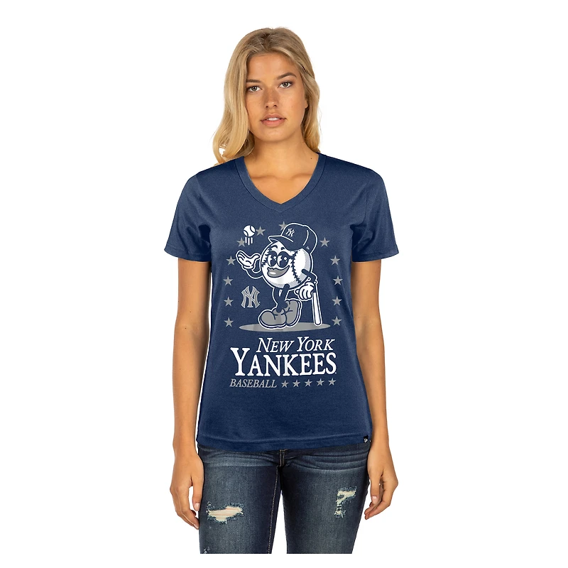 Women's New Era Navy York Yankees Little Miss 2 V-Neck T-Shirt