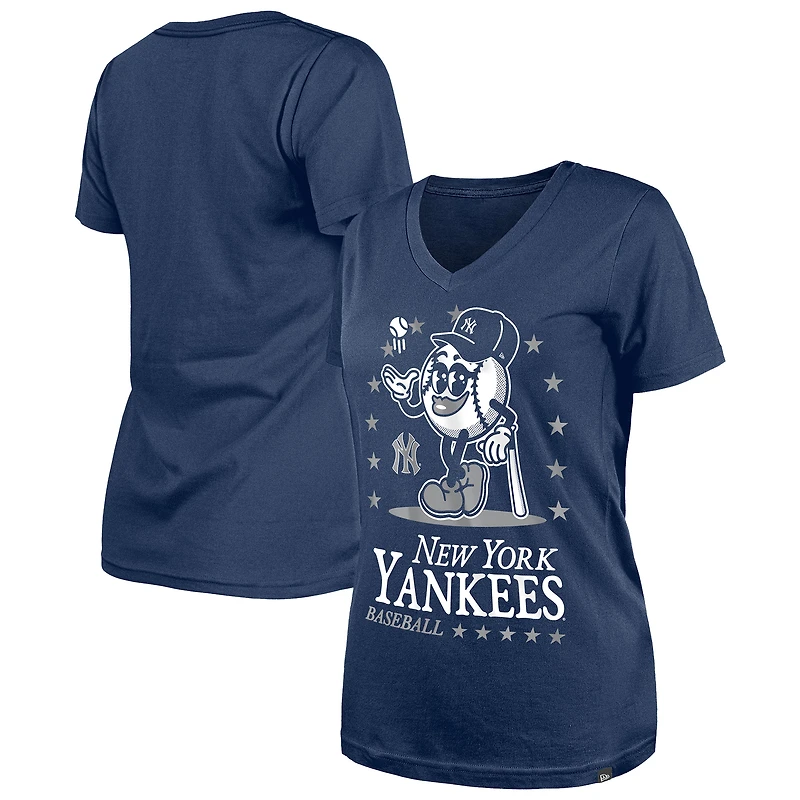 Women's New Era Navy York Yankees Little Miss 2 V-Neck T-Shirt