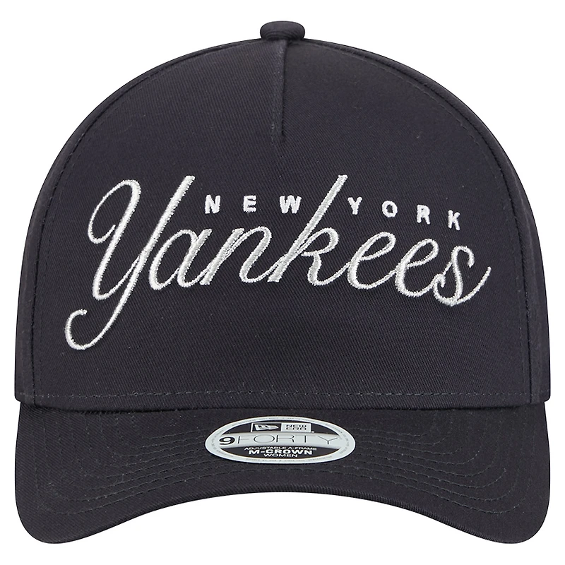 Women's New Era Navy New York Yankees Metallic A-Frame 9FORTY Adjustable Hat