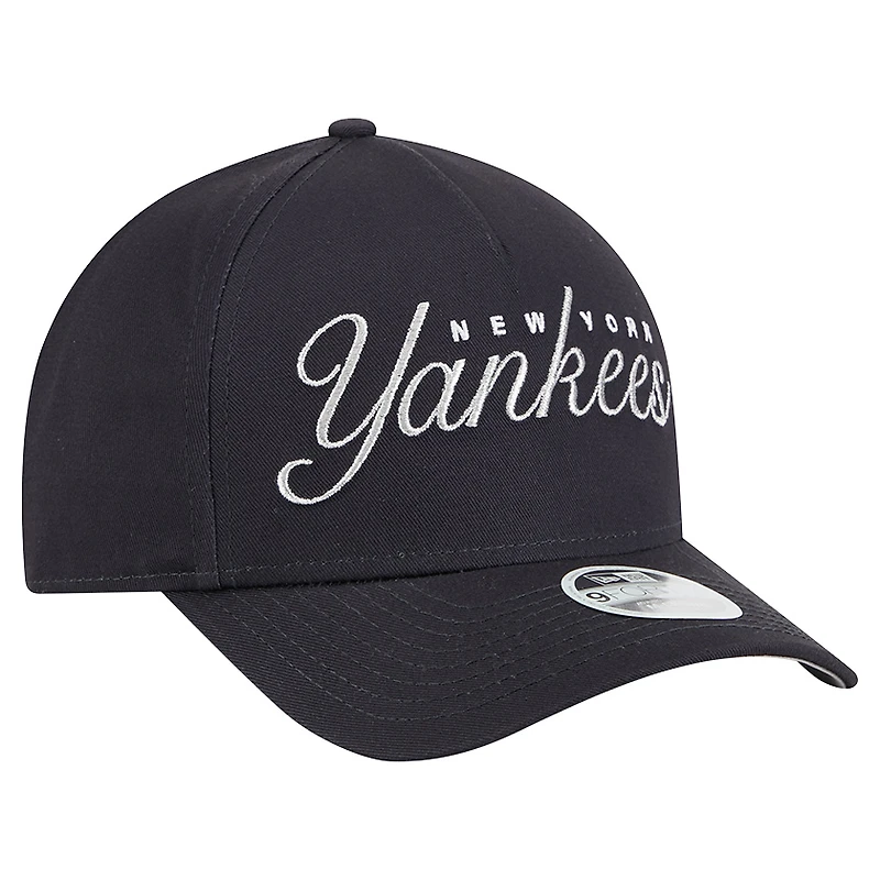 Women's New Era Navy New York Yankees Metallic A-Frame 9FORTY Adjustable Hat
