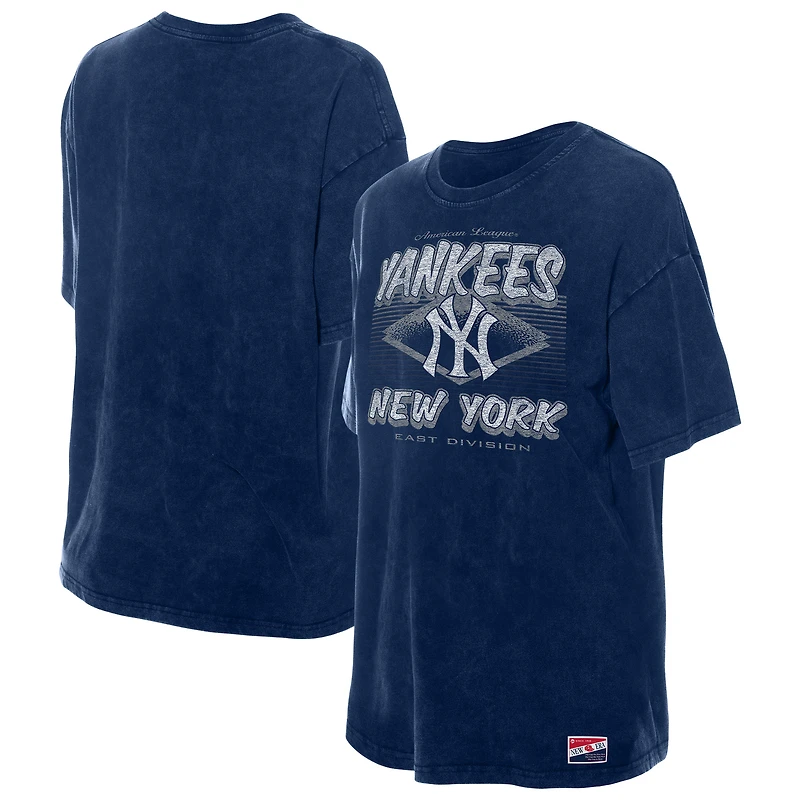 T-shirt oversize délavé minéral New Era bleu marine des Yankees de York pour femme