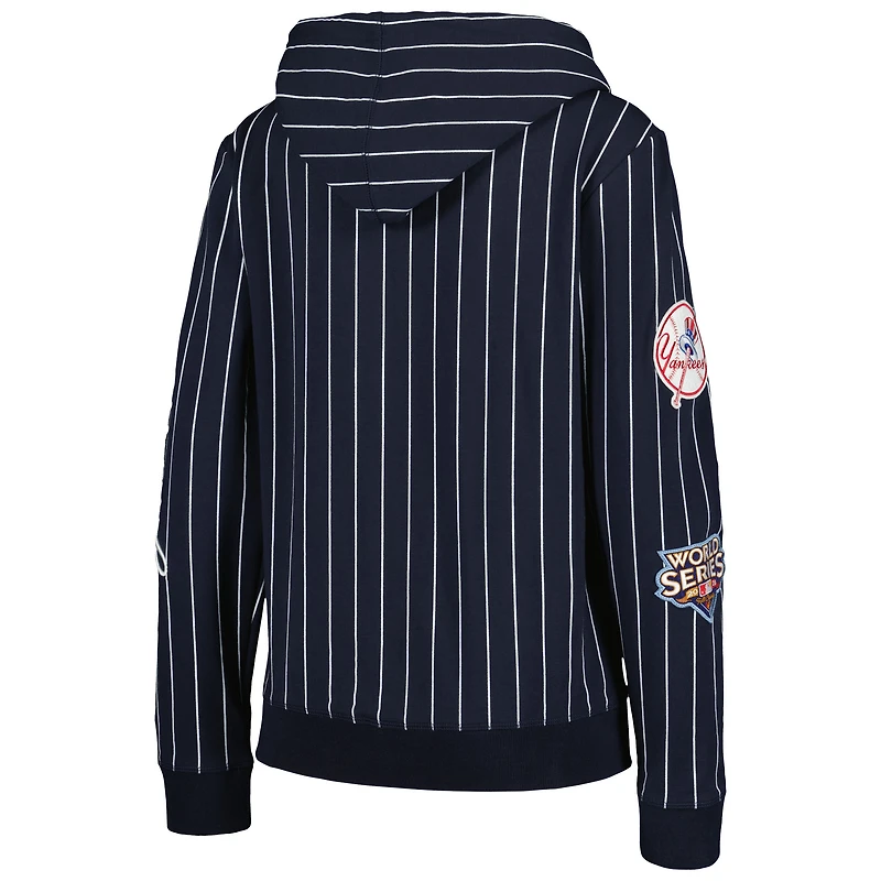 Veste à fermeture éclair intégrale en trois mélanges fines rayures New York Yankees Era pour femme