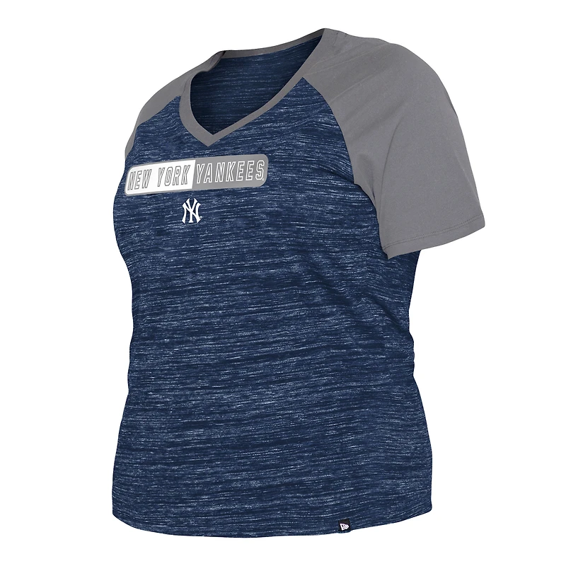 Women's New Era Navy York Yankees Plus Space Dye Raglan V-Neck T-Shirt