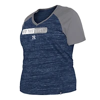 Women's New Era Navy York Yankees Plus Space Dye Raglan V-Neck T-Shirt