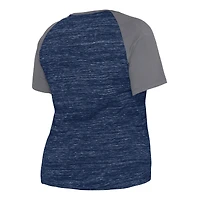 T-shirt New Era bleu marine York Yankees taille plus à col en V et raglan pour femme