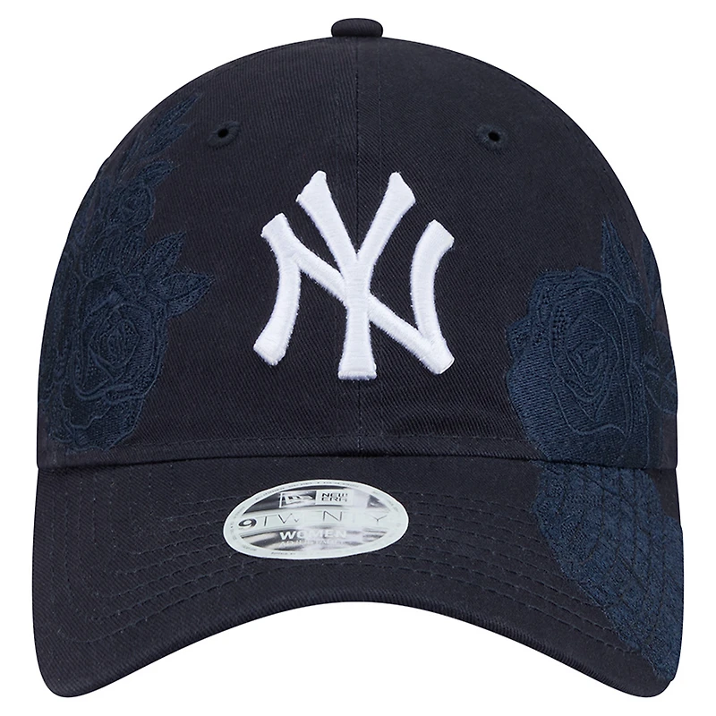 Women's New Era Navy New York Yankees Roses 9TWENTY Adjustable Hat