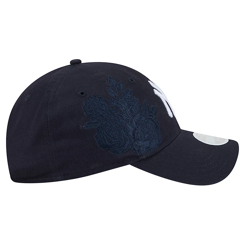 Women's New Era Navy New York Yankees Roses 9TWENTY Adjustable Hat