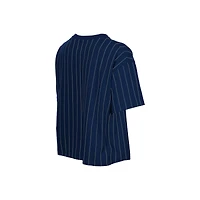 Women's New Era  Navy York Yankees Throwback Meshback Pinstripe Boxy T-Shirt