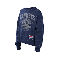 Women's New Era  Navy York Yankees Throwback Oversized Boxy Sweatshirt