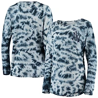 T-shirt à manches longues New Era bleu marine York Yankees pour femme, motif tie-dye