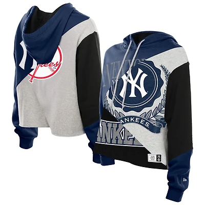 Women's New Era  York Yankees Upcycled Color Block Cropped Boxy Hoodie