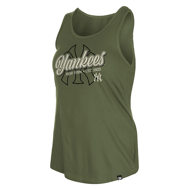 Débardeur New Era Olive pour femme, York Yankees, édition spéciale Journée des forces armées 2026