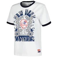 T-shirt ringer surdimensionné New Era blanc pour femmes des Yankees de York