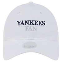 Casquette ajustable New Era blanche pour femme, fan de l'équipe des Yankees de New York, modèle 9TWENTY