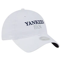 Casquette ajustable New Era blanche pour femme, fan de l'équipe des Yankees de New York, modèle 9TWENTY