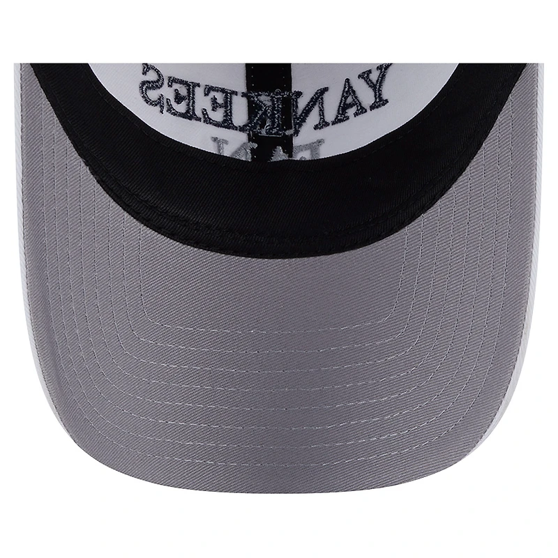 Casquette ajustable New Era blanche pour femme, fan de l'équipe des Yankees de New York, modèle 9TWENTY