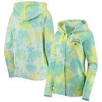Sweat à capuche et fermeture éclair tie-dye New York Yankees Era blanc pour femme