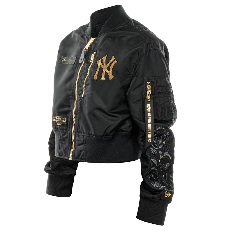 Veste courte noire pour femme New Era x ALPHA INDUSTRIES York Yankees 2025