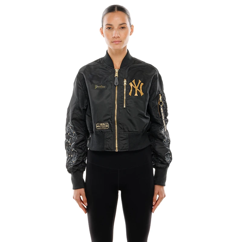 Veste courte noire pour femme New Era x ALPHA INDUSTRIES York Yankees 2025