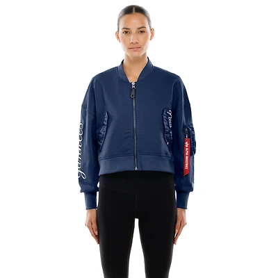 Veste courte en molleton français pour femme New Era x ALPHA INDUSTRIES bleu marine York Yankees 2025 OTC