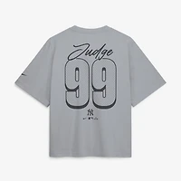 Women's Nike Aaron Judge Gray New York Yankees Premium Essentials Boxy Name & Number T-Shirt