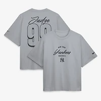 Women's Nike Aaron Judge Gray New York Yankees Premium Essentials Boxy Name & Number T-Shirt