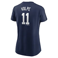 Women's Nike Anthony Volpe Navy New York Yankees Cooperstown Collection Fuse Name & Number T-Shirt
