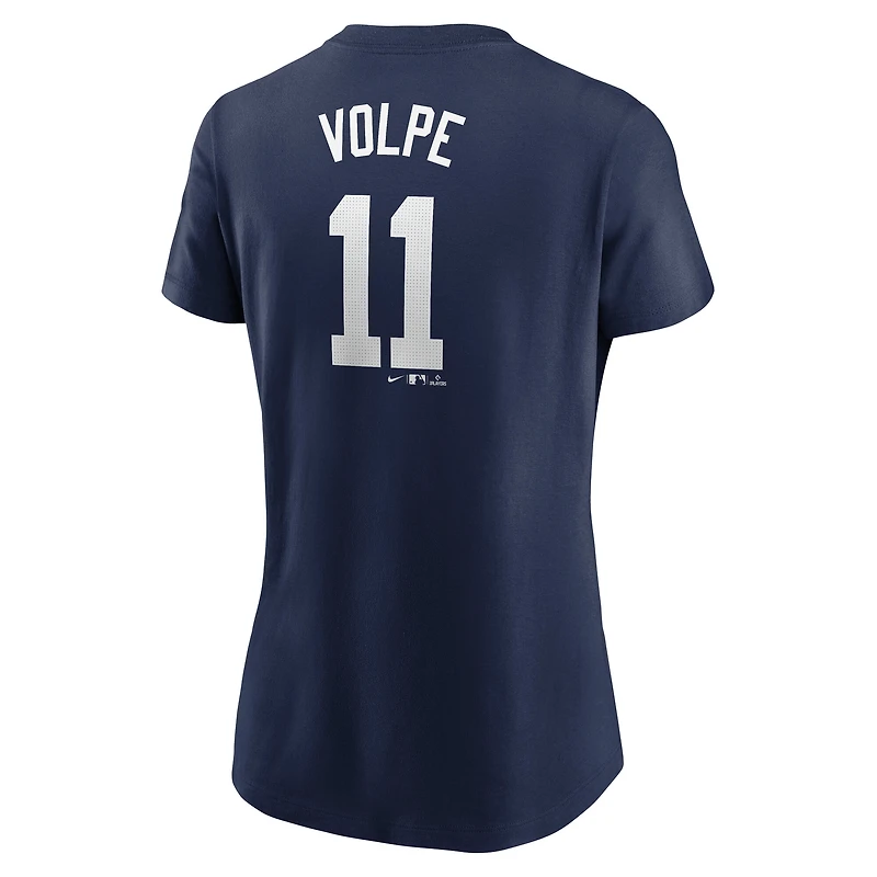 T-shirt Nike Anthony Volpe bleu marine pour femme, avec nom et numéro Fuse des Yankees de New York