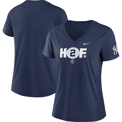 T-shirt à col en V tri-mélange Nike Derek Jeter pour femmes New York Yankees HOF2 bleu marine