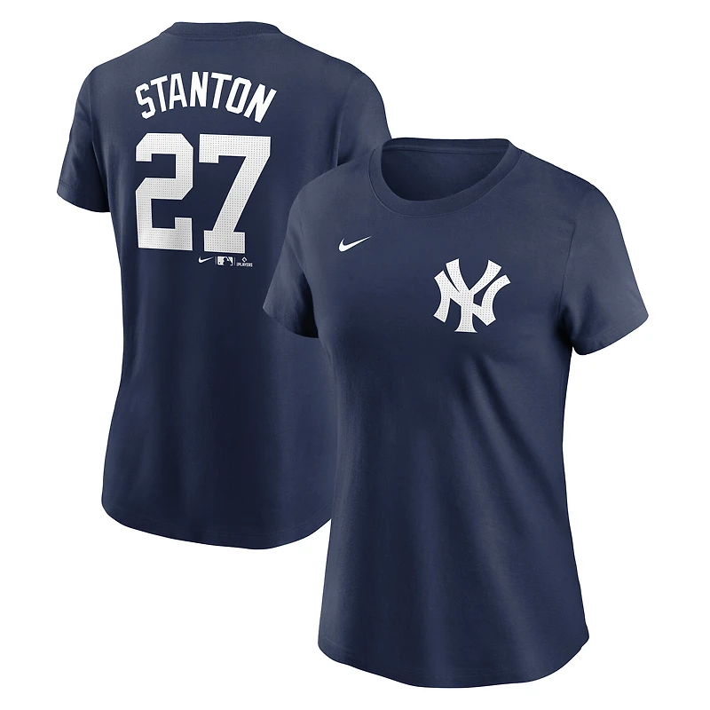 Women's Nike Giancarlo Stanton Navy New York Yankees Cooperstown Collection Fuse Name & Number T-Shirt