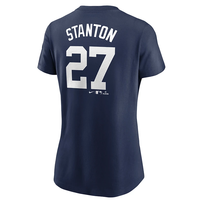 Women's Nike Giancarlo Stanton Navy New York Yankees Cooperstown Collection Fuse Name & Number T-Shirt