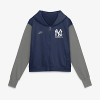 Women's Nike Navy/Gray New York Yankees Cooperstown Collection Cropped Full-Zip Hoodie