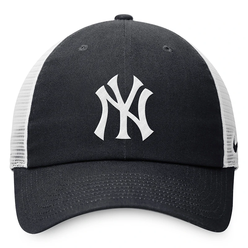 Casquette trucker ajustable Nike pour femme, bleu marine et blanche, New York Yankees Club