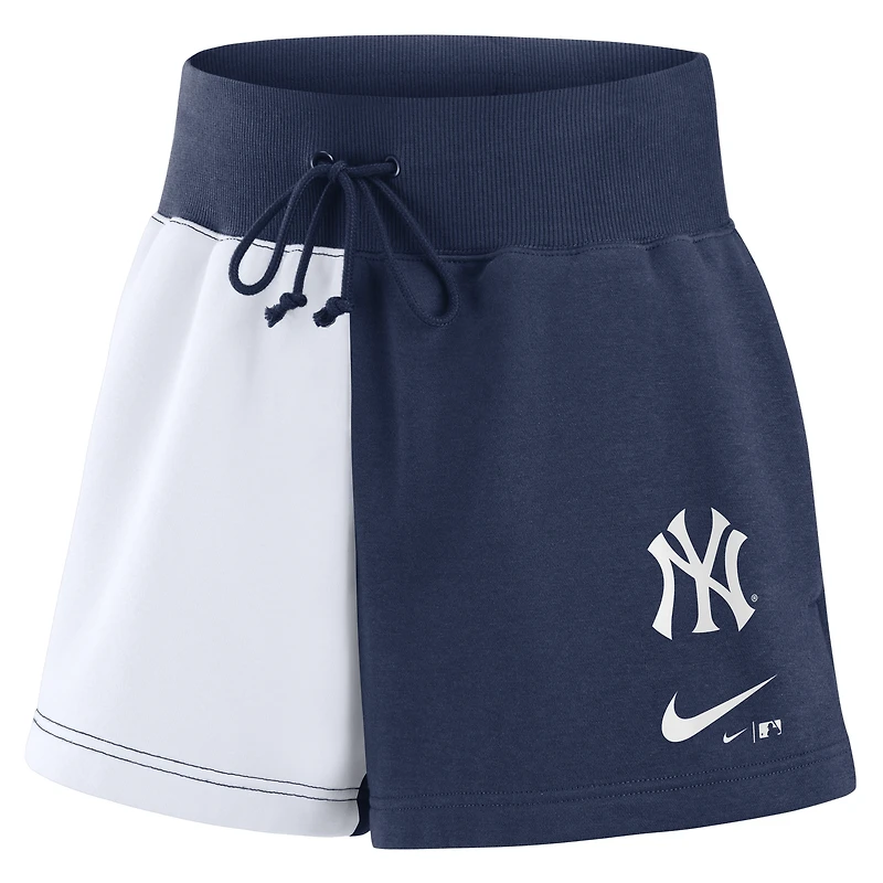 Short de détente Nike Phoenix Fleece bleu marine/blanc New York Yankees pour femme