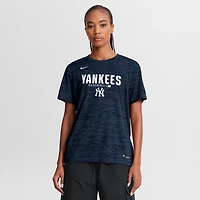 T-shirt Nike Velocity Dri-FIT pour femme, collection authentique des Yankees de New York, bleu marine