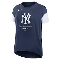 T-shirt Nike bleu marine New York Yankees Flowy Fashion Tri-Blend Dri-FIT pour femme