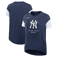 T-shirt Nike bleu marine New York Yankees Flowy Fashion Tri-Blend Dri-FIT pour femme
