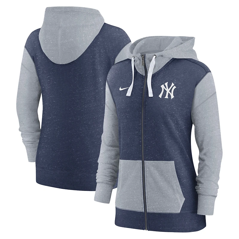 Sweat à capuche zippé Nike bleu marine pour femme, New York Yankees
