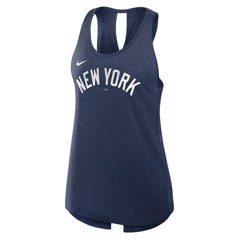 Women's Nike Navy New York Yankees Open-Back Crisscross Dri-FIT Tank Top