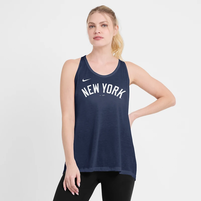 Women's Nike Navy New York Yankees Open-Back Crisscross Dri-FIT Tank Top