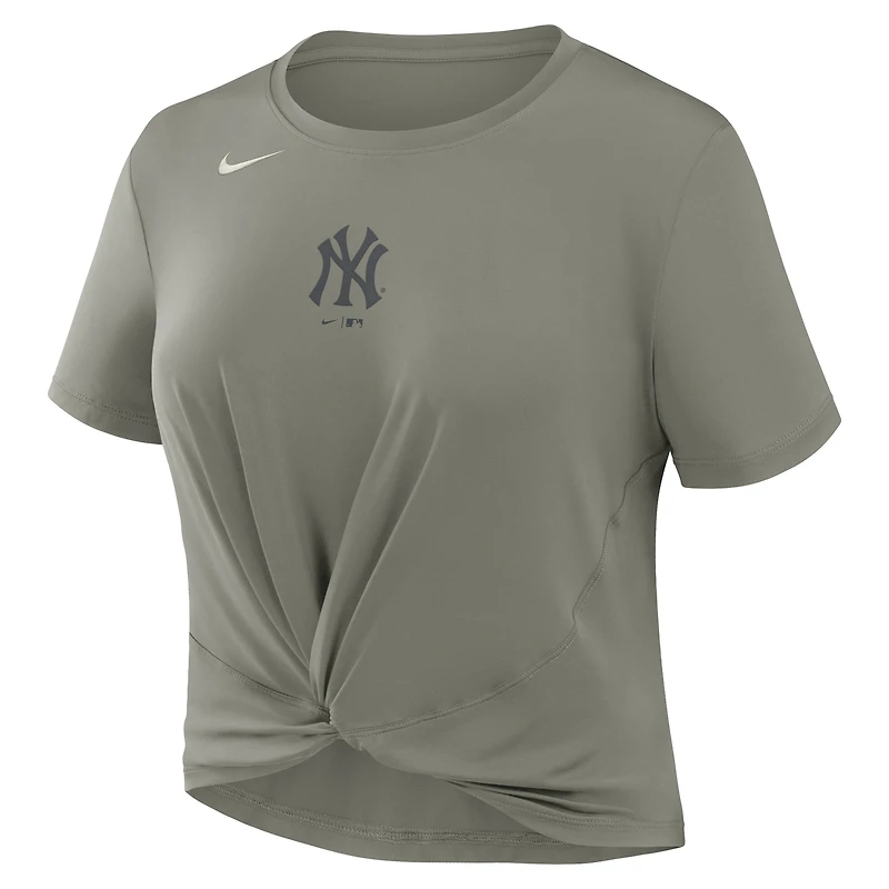 Women's Nike Olive New York Yankees One Twist Dri-FIT Cropped T-Shirt