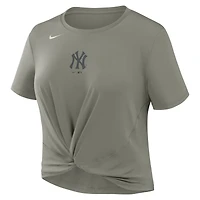 Women's Nike Olive New York Yankees One Twist Dri-FIT Cropped T-Shirt