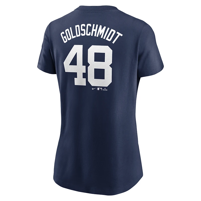 T-shirt Nike Paul Goldschmidt blanc New York Yankees Cooperstown Collection Fuse avec nom et numéro pour femme