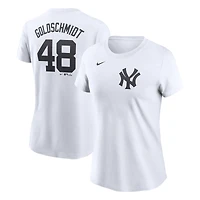 T-shirt Nike Paul Goldschmidt blanc New York Yankees Cooperstown Collection Fuse avec nom et numéro pour femme